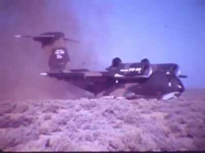 Boeing YC-14 prototype shows off it's STOL capabilities from an unprepared field