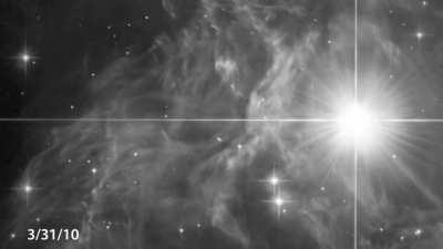 Hubble Space Telescope observed the variable star RS Puppis over a period of five weeks, showing the star growing brighter and dimmer as it pulsates. These pulsations create a phenomenon known as a light echo, where light appears to reverberate through th