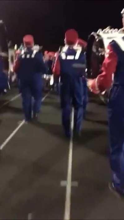 Epic marching band performing Black skin head