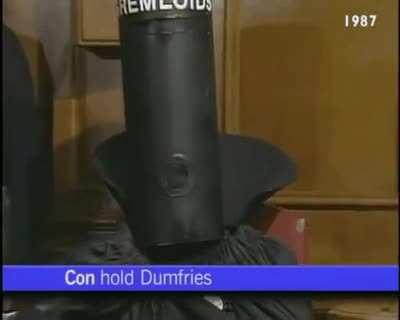 Supreme leader Lord Buckethead in 1987, standing against Margaret Thatcher.
