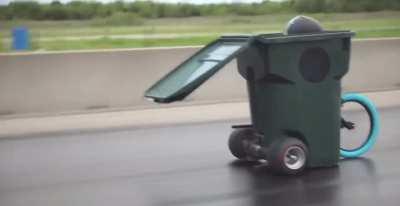 The fastest garbage can on earth going 63 mph