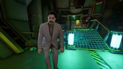 Borat's first time in the space rig