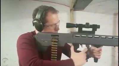 a vid of the operation of the cursed .44 magnum lever action belt fed bullpup