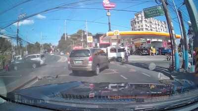 A truck hit a lot of vehicles