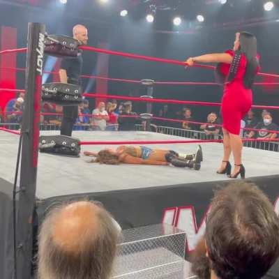 Mickie James getting knocked out at a future Impact episode