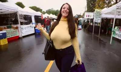 Shaking Her Big Boobs in Public Place