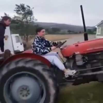 WCGW riding in the back with a first time tractor driver...?