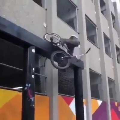 WCGW riding on a metal beam