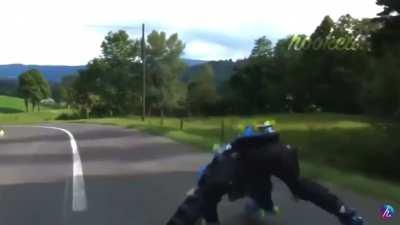 Roller nan, he's a man that can't stop sliding