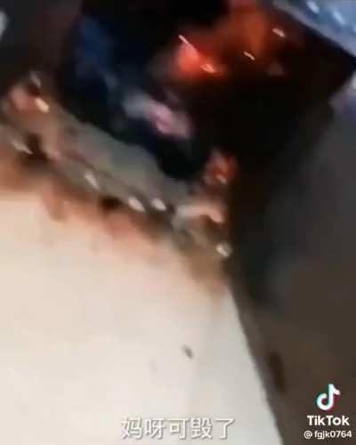 She roughly says: Are you going to eat this or not? If not, you are going in there.