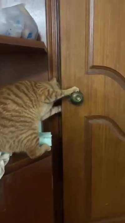 Smart ass, He knows the direction of the force in order to unlock the door.