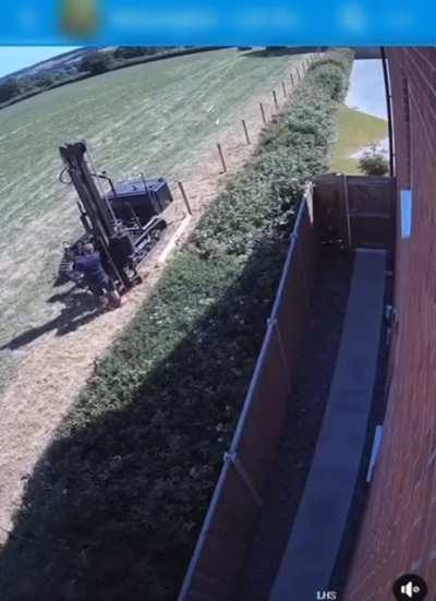 Pile-driving a fence post into a gas main line 🤯