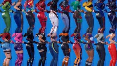 20 girls doing Fortnite's Party Hips