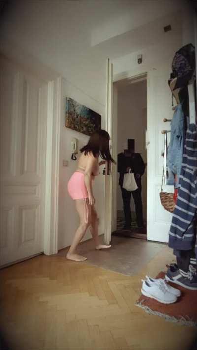 Sucking off the food delivery guy. There's a first for me. The poor man was so nervous he came in like 20 seconds.