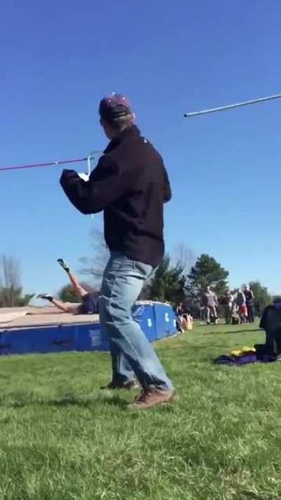 To pole vault over the bar