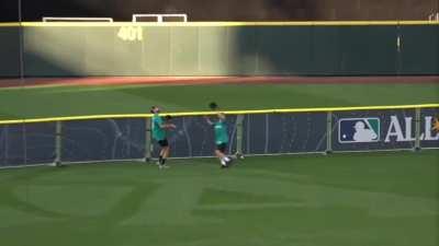 [Highlight] Zach LaVine robs a home run from former major leaguer Mike Cameron!