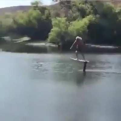 A wave board that floats above water..