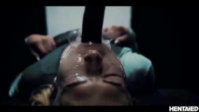 Blonde got tightly choked and mouth cumflated by alien tentacles