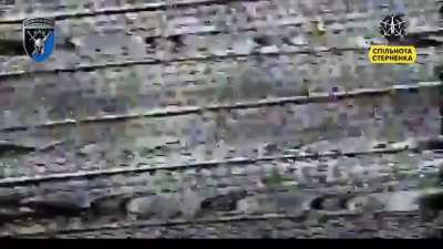 Footage showing drone operators of the Ukrainian 42nd Mechanized Brigade attacking a massive Russian 