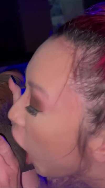 Hubby watched me take my biggest cock ever! It stretched my mouth, throat and pussy! But I eventually got it balls deep! ð