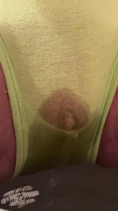 The first piss of 24 hours of wear