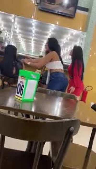 Girl eats that table