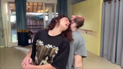 Tatiana rehearses a scene for her new crowdfunding film Next In Line with Danny Dolan (posted by @next.in.line.film on Instagram, November 12 2024)