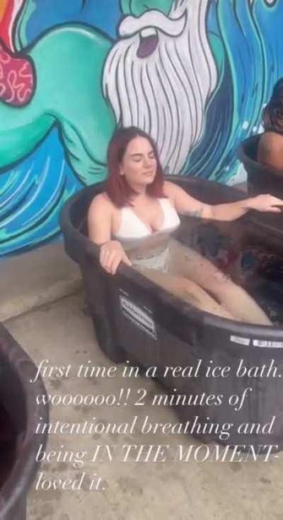 Taking a ice bath
