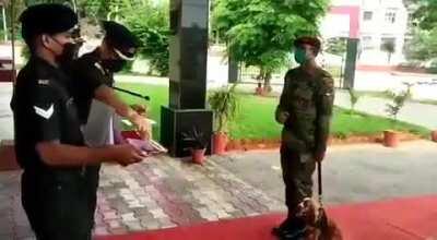 Sophie, the Army IED/mine sniffer dog received Army chief commendation badge.