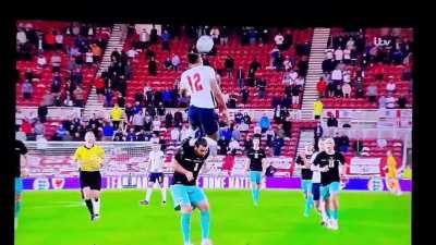 Dominic Calvert-Lewin foul vs Austria for jumping too high
