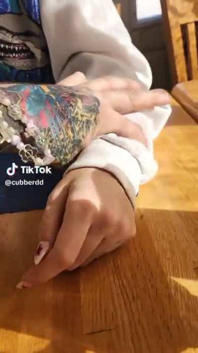 She loves making this cringe face.