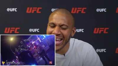 the UFC is wild for making Gane react to this
