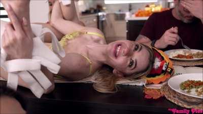 Liz Jordan & Demi Hawks Stuffing My Stepsister For Thanksgiving