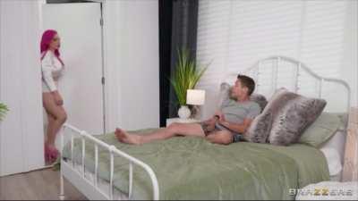 Lily Lou makes her husband wait in the other room while show blows BBC on the couch