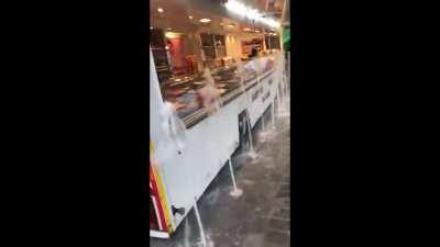 WCGW turning the fountains on during the weekly market (Harelbeke)
