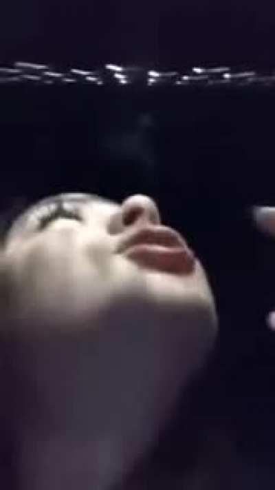 The moment she realizes she's locked in someone else's locker.