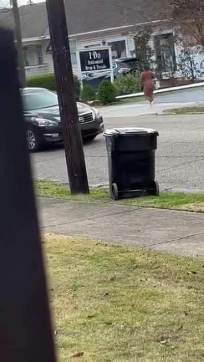 She’s in a hurry to get somewhere.