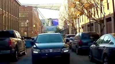 Held my ground with this Idiot/Karen going the wrong way on a one way & she threw a tantrum because I (& 3 cars behind me) didn’t allow her through.