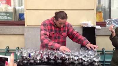 Glass harp artist transporting you to a different dimension