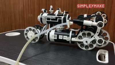 Steampunk steam engine bike runs on air engine