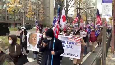 Trump-supporting group hold 'Stop The Steal' march in Osaka, Japan
