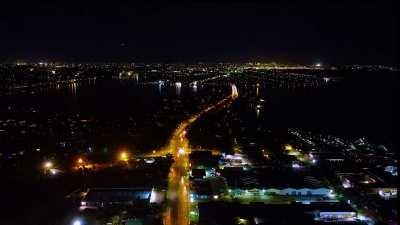 Night time lapse drone video 