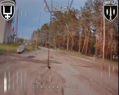 Ukrainian fiber optic drone flew through a gap in Russian anti-drone-nets to hit Russian military supply vehicles. Lyman direction, SIGNUM Battalion. June 2025 [Published 03.06.2025]