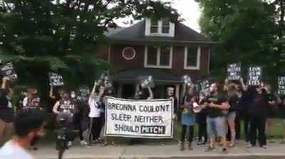 Protesters outside of Mitch McConnell's house this morning