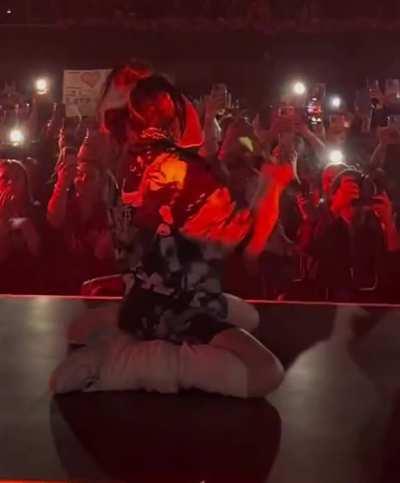 Side view of Billie getting low