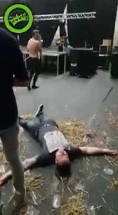 I will be cool and kick this pile of trash someone's sweeping