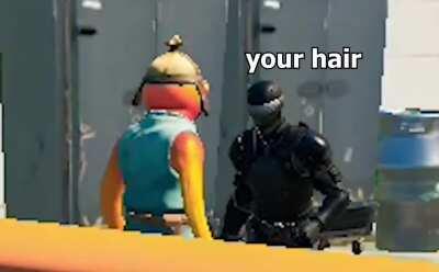 Snake eyes gives fishstick a haircut. Pro tip dont cut hair with a sword.