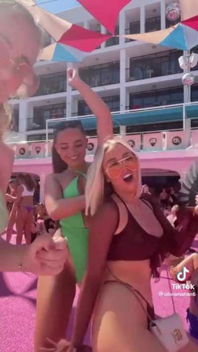 Most girls not wanting to get their hair wet…in water