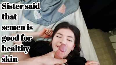 Cum on sister's face 