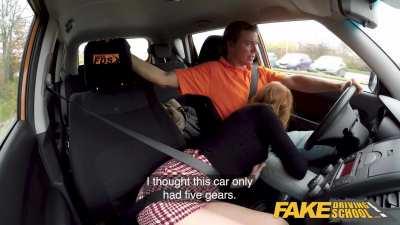 Driving instructor teaches her to drive stick!